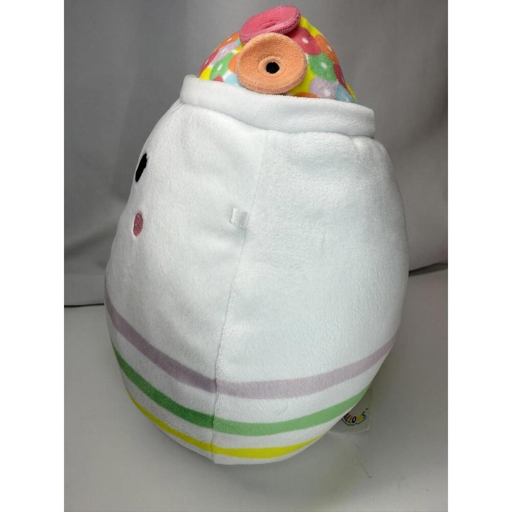 8" Squishmallows Lupi the Cereal Bowl Plush With Spoon White Pastel Stripes - Picture 2 of 7